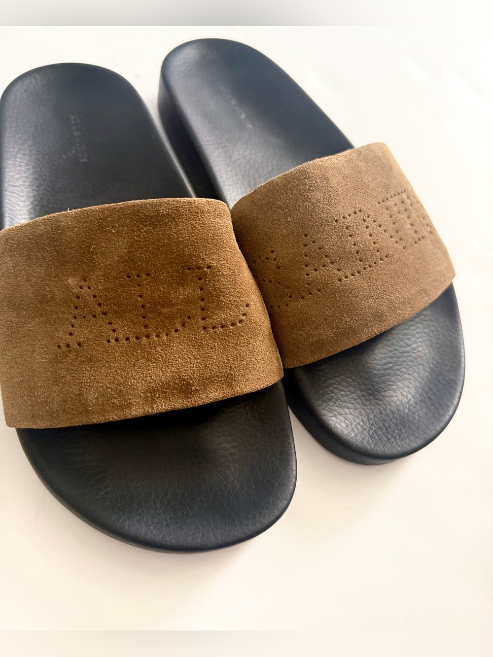 All Saints Karli Slide Sandals Suede Rubber Size 8 - Picture 3 of 10